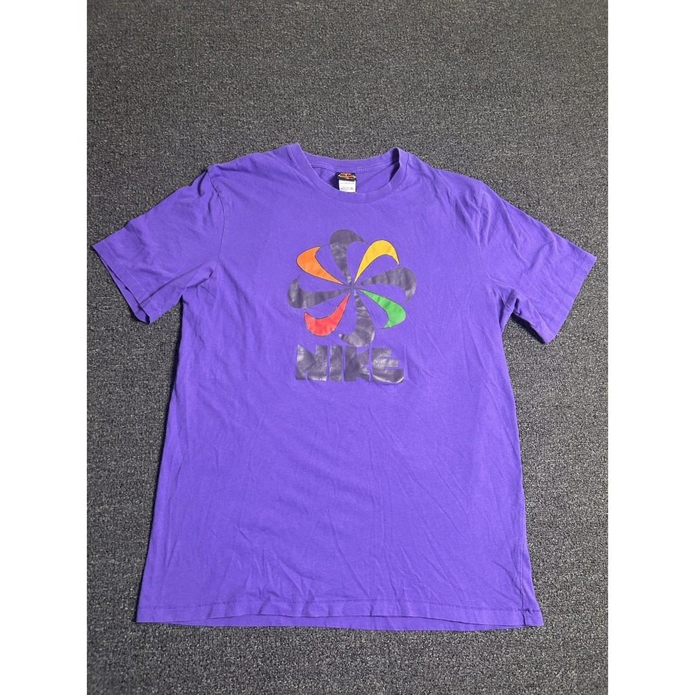 Vintage Nike Pinwheel T-Shirt Purple‎ Mens XL Rainbow Single Stitch Skater Y2K
